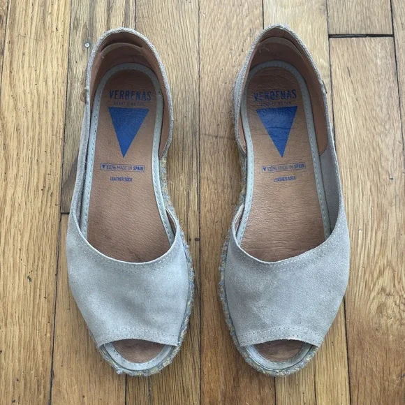 Verbenas Cruz Open Toe Suede Espadrille in Tan Piedra Size 38 Made In Spain - Picture 2 of 13